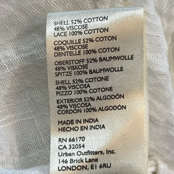 Free People Greta Gauze Top M Ivory Button Front Bell Sleeves Lightweight Sheer - Picture 14 of 15